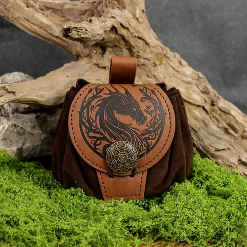 Medieval Viking Style Belt Pouch for Coins, Can Hold a Phone Vintage Waist Bag for Cosplay Accessories Embossed Woven Casual Bag