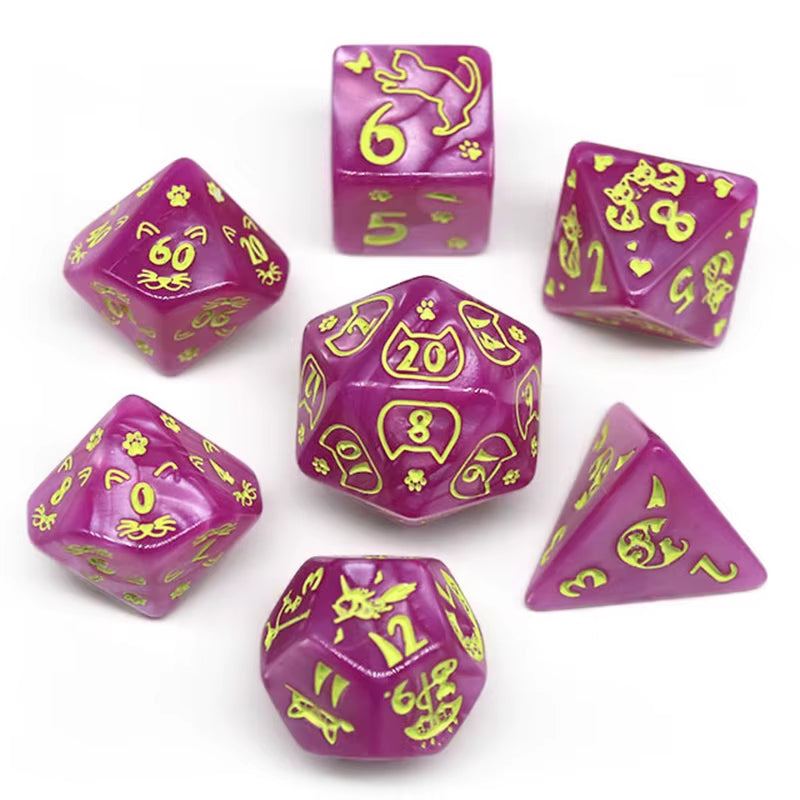 7Pcs D4/6/8/10/12/20 Multi-Sided Gem Dice Die for RPG Dungeons & Dragons DND D&D Games Set Random Color
