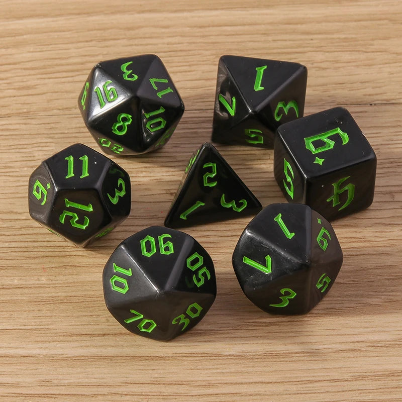 Tusember 7Pcs/Set 23 Colors Galaxy DND Dice Set D4 D6 D8 D10 D12 D20 Multifaceted Dice for TRPG Dragon Dungeon Board Game Props