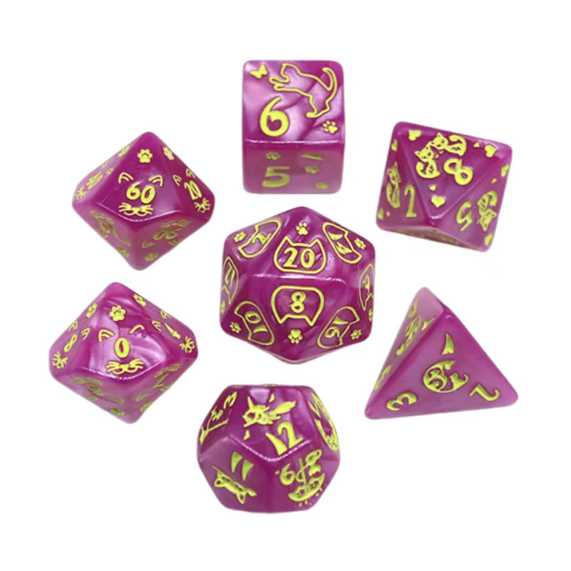 7Pcs D4/6/8/10/12/20 Multi-Sided Gem Dice Die for RPG Dungeons & Dragons DND D&D Games Set Random Color